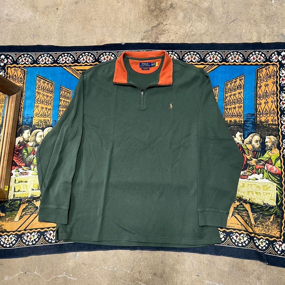 Ralph-lauren Men's Khaki and Green Jumper
